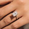 1.67 ct  Emerald cut 4 prongs  Moissanite Solitaire Engagement Ring in 18K White Gold
