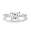 1.75 ct  Princess cut Hidden Halo 4 prongs  Moissanite Solitaire Engagement Ring in 18K White Gold