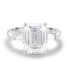 4.4 ct  Emerald cut 4 prongs  Moissanite Solitaire Engagement Ring in 18K White Gold