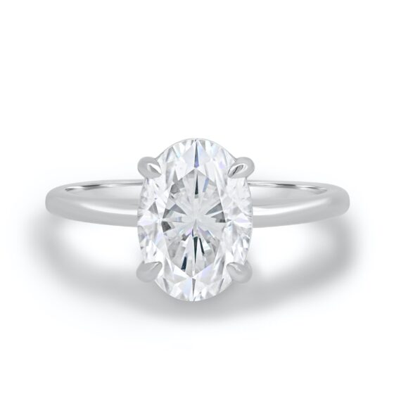 1.80ct Oval  cut 4 prongs  Moissanite Solitaire Engagement Ring in 18K White Gold
