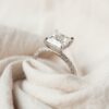 1.75 ct  Princess cut Hidden Halo 4 prongs  Moissanite Solitaire Engagement Ring in 18K White Gold