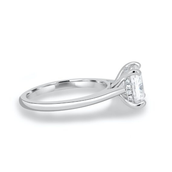 1.9 CT Princess Cut Hidden Halo Moissanite Engagement Ring in 14K White Gold