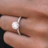 1.35 ct Round cut Shaped  5 prongs  Moissanite Solitaire Engagement Ring in 18K White Gold