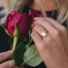 2.05 CT Oval Cut Hidden Halo Moissanite Engagement Ring in 18K Rose Gold
