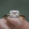 1.6 CT Emerald Cut Four Prong Moissanite Engagement Ring in 18K Rose Gold