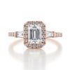 1.60ct Emerald Cut Gabriel Halo 4 Prong Moissanite Solitaire Engagement Ring