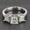 1.24CT Princess Cut Solitaire Moissanite 3 Stone Engagement Ring