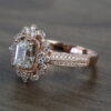 1.0 CT Emerald-Cut Moissanite Unique Halo Vintage Engagement Ring