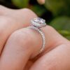 2.54 CT Oval Cut  Solitaire Moissanite 3 Side Pave Moissanite Halo Engagement Ring