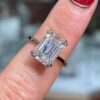2.62 CT Emerald-Cut Solitaire Moissanite Engagement Ring