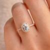 1.21 CT Oval Cut  Solitaire Moissanite Halo Engagement Ring