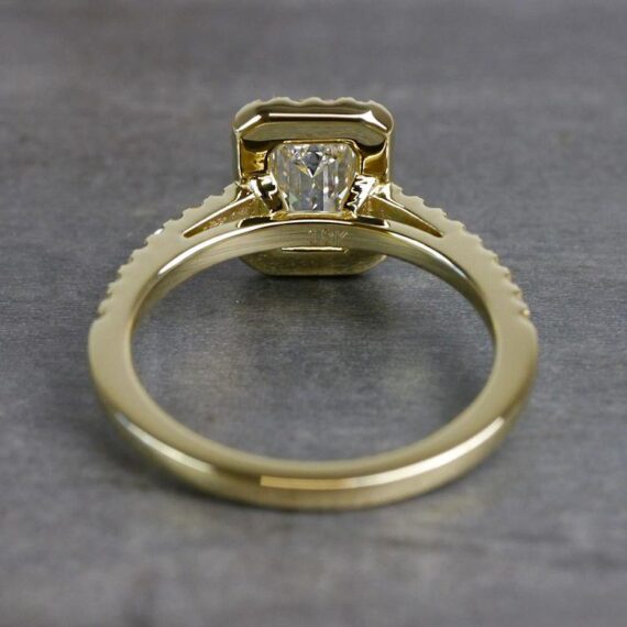 1.74CT Emerald-Cut Moissanite Unique Halo Vintage Engagement Ring