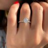 1.0 CT Round Cut Moissanite Hidden Halo Engagement Ring in 18K Rose Gold