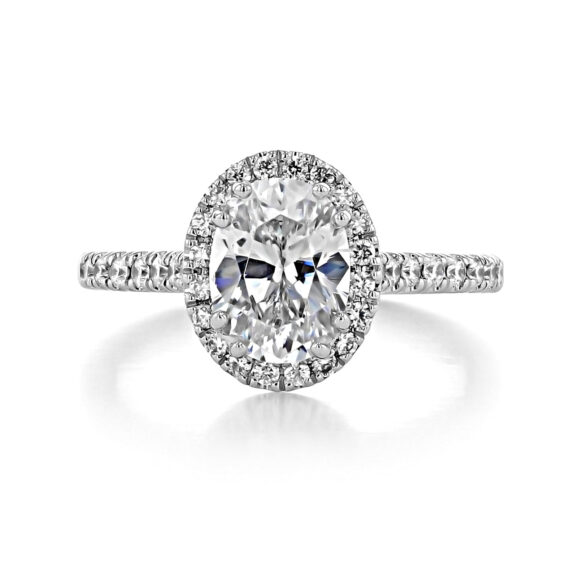 1.33 CT Oval Cut Unique Prong Setting Halo Moissanite Engagement Ring
