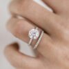 2.5 CT Round cut hidden halo Moissanite Solitaire Engagement Ring in 14K white Gold