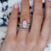 3 CT Oval cut hidden hallo Moissanite Solitaire Engagement Ring in 14K White Gold