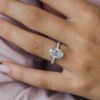 3.4 CT Oval cut hidden halo 4 prongs Moissanite Solitaire Engagement Ring in 14K White Gold