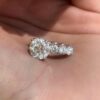 1.4 CT Round Cut Moissanite Engagement Ring in 14K White Gold