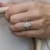 2.5 CT Elongated Crushed Ice Oval Cut Moissanite Engagement Ring in 14K White Gold