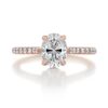 1.33CT Oval Cut Hidden Halo Moissanite Engagement Ring in 18K Rose Gold