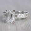 2.62 CT Emerald-Cut Solitaire Moissanite Pave Engagement Ring