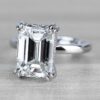 3.79CT Emerald-Cut Solitaire Moissanite Engagement Ring