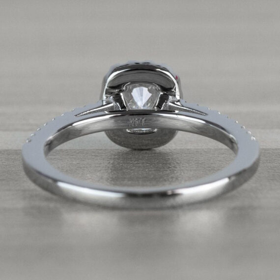 0.84 CT Cushion Cut Moissanite Dainty Halo Engagement Ring