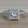 1.96 CT Princess Cut Solitaire Moissanite Halo Engagement Ring