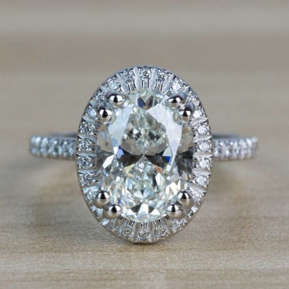 1.86 CT Oval Cut Moissanite Double Claw Halo Engagement Ring