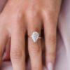 3.2 CT Pear Cut Moissanite Solitaire Engagement Ring in 14K Rose Gold