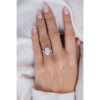 4 CT oval cut with shield side stones  Moissanite Solitaire Engagement Ring in 14K white Gold