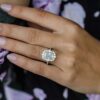 3.4 CT Crushed Ice Radiant Cut Halo Moissanite Engagement Ring in 18K White Gold