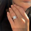 1.91 CT Oval Cut Round Halo 4 Prongs Moissanite Solitaire Engagement Ring in 18K White  Gold