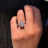 2.10 CT Pear Cut Moissanite Halo Engagement Ring in 14K Rose Gold