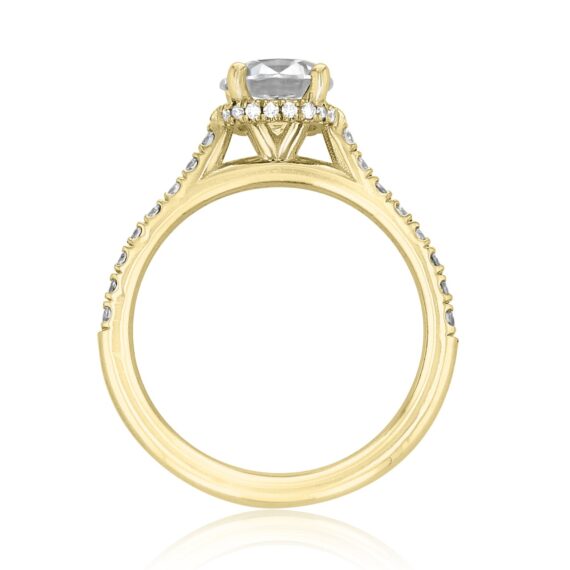 1.0CT Round Cut Hidden Halo Moissanite Engagement Ring in 18K Yellow Gold