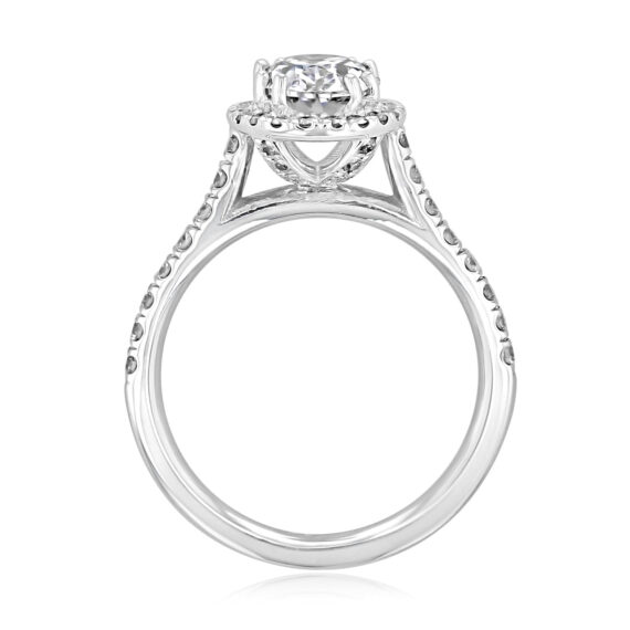 1.33 CT Oval Cut Unique Prong Setting Halo Moissanite Engagement Ring