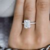 4.6 CT Radiant Cut Hidden Halo Moissanite Engagement Ring in 18K White Gold