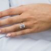4.1 CT Emerald cut 4 prongs Moissanite Solitaire Engagement Ring in 14K White Gold