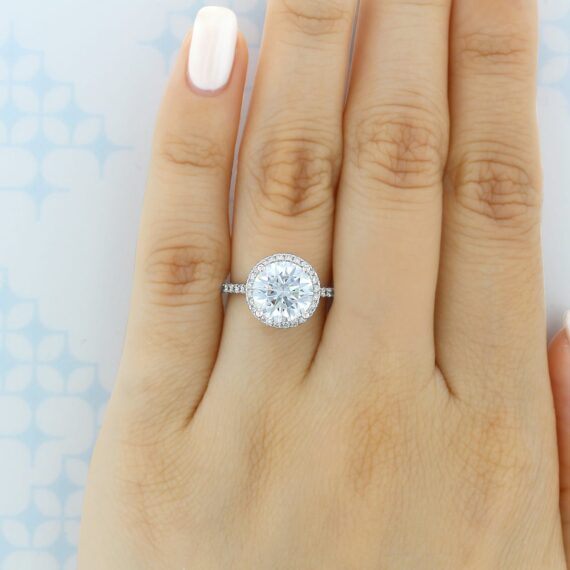 3.50ct Round Halo Micro-Prong Moissanite Engagement Ring