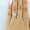 1.0ct Round Cut Halo Double Shank Moissanite Engagement Ring