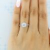 1.0CT Round Cut Halo Moissanite Engagement Ring in 18K White Gold
