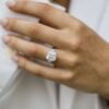 4.1 CT Asscher Cut Moissanite Engagement Ring in 14K White Gold