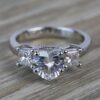 1.05CT Heart Brilliant Shape Moissanite Princess-Cut Side Stone Engagement Ring