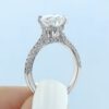 1.93CT Oval Hidden Halo Triple Pave Setting Moissanite Engagement Ring
