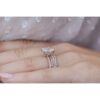 3.55 CT Radiant cut hidden hallo 4 prongs Moissanite Solitaire Engagement Ring in 14K Rose Gold