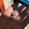 1.5 CT Pear Cut Hidden Halo 5 Prongs Moissanite Solitaire Engagement Ring in 18K White Gold