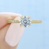 1.0CT Round Cut Hidden Halo Moissanite Engagement Ring in 18K Yellow Gold