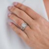 2.3 CT Ascher  Cut  Hidden Halo   Moissanite  solitaire  Engagement Ring in 14K White Gold