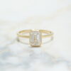 1.74 CT Emerald-Cut Moissanite Bezel Setting Engagement Ring
