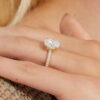 1.86 CT Oval Cut Moissanite Hidden Halo Pave Style Engagement Ring